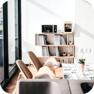 Elegant interior design of condo living room showcased in Homage AI's Get Started section.